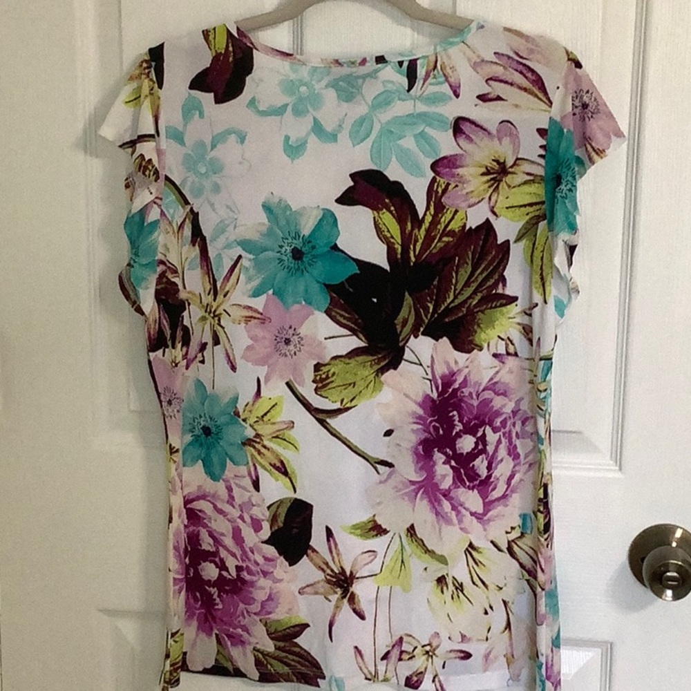 🦋WORTHINGTON floral S/S blouse, size Large - Picture 3 of 4